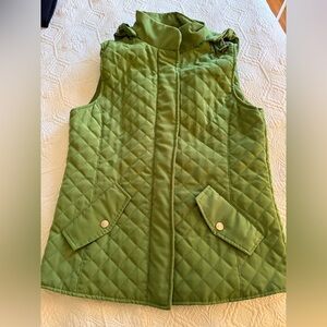 Green Quilted Vest with detachable hood